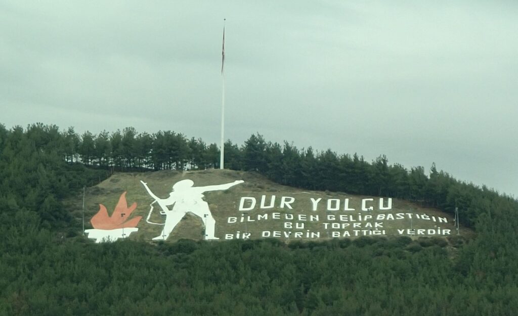 Turkish poem on a hillside Gallipoli Penilansu