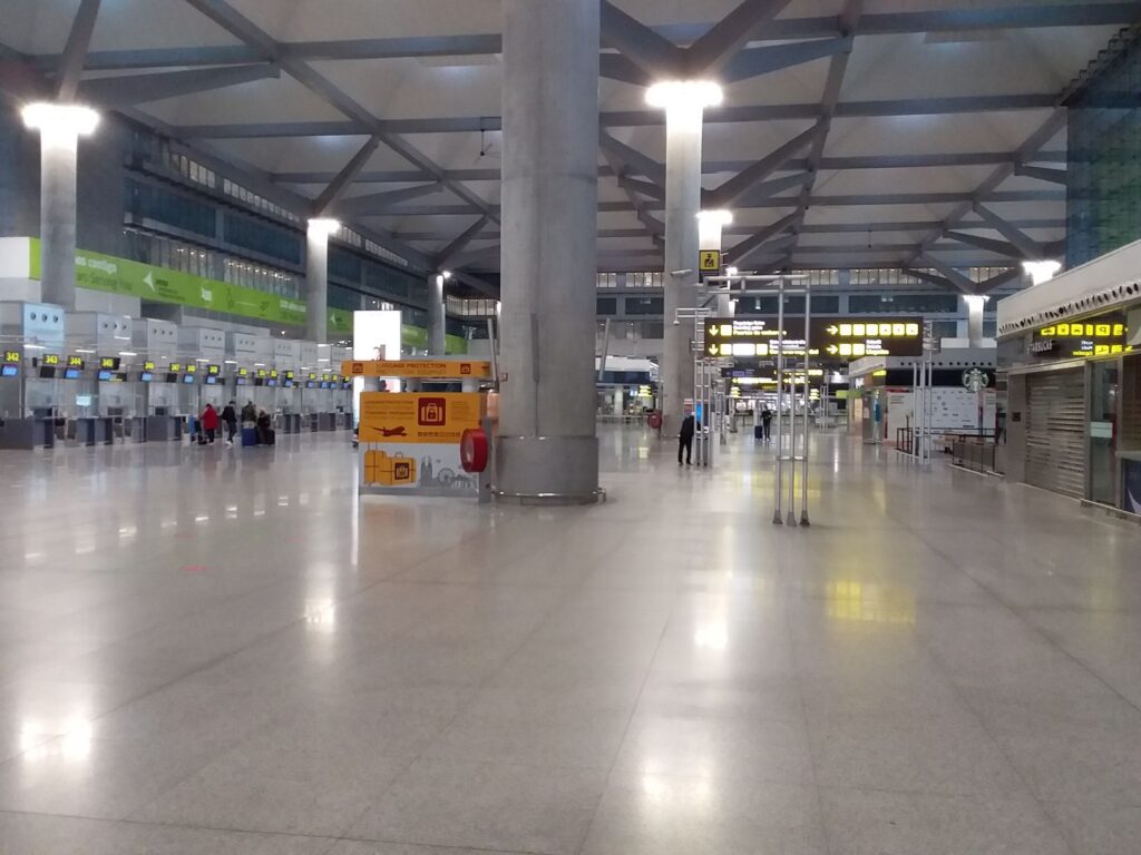 Malaga airport, leaving Spain