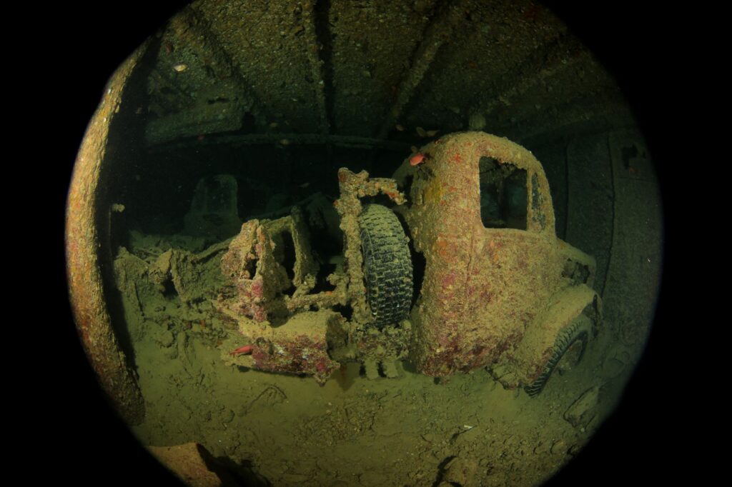 Truck in the hold shipwreck 