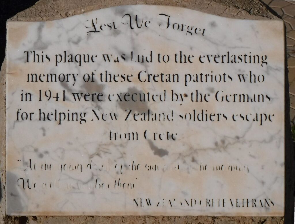 New Zealand memorial to Hora Sfakia massacre victims