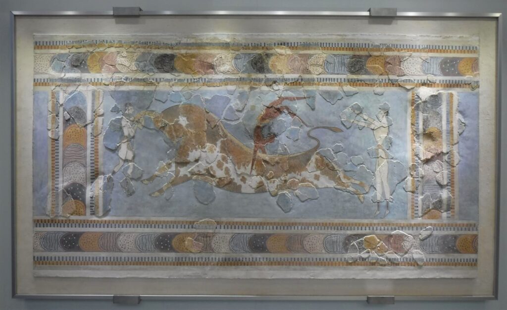 bull leaping mosaic Palace of Knossos Crete