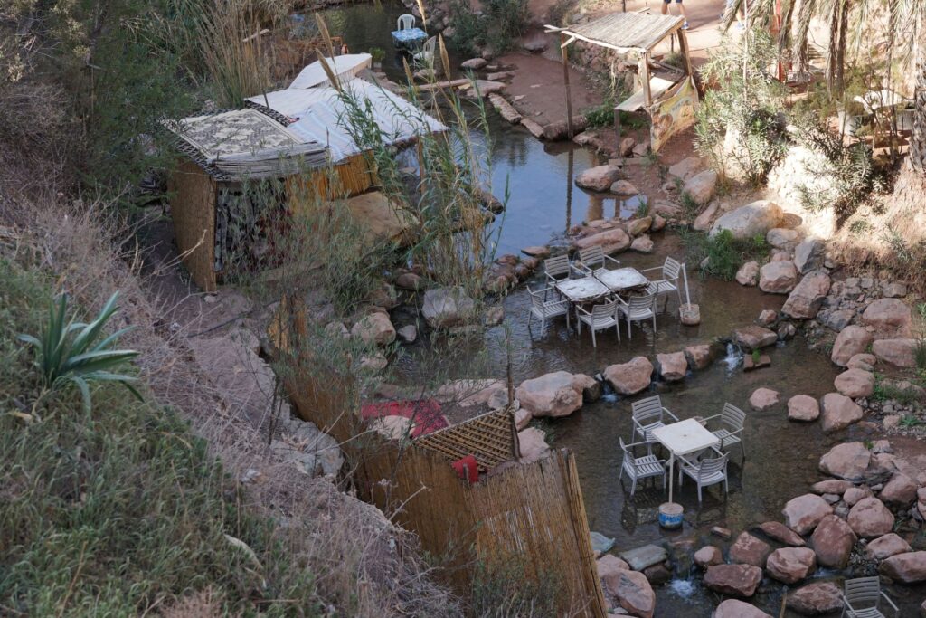 Moroccan cafe in a river bed