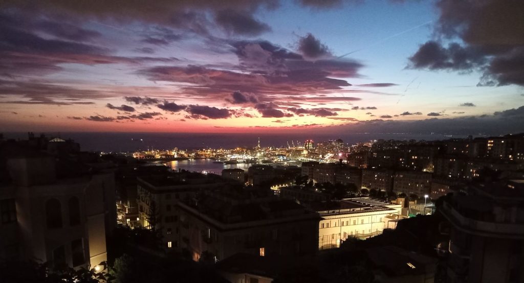 Sunset over Genoa, Italy