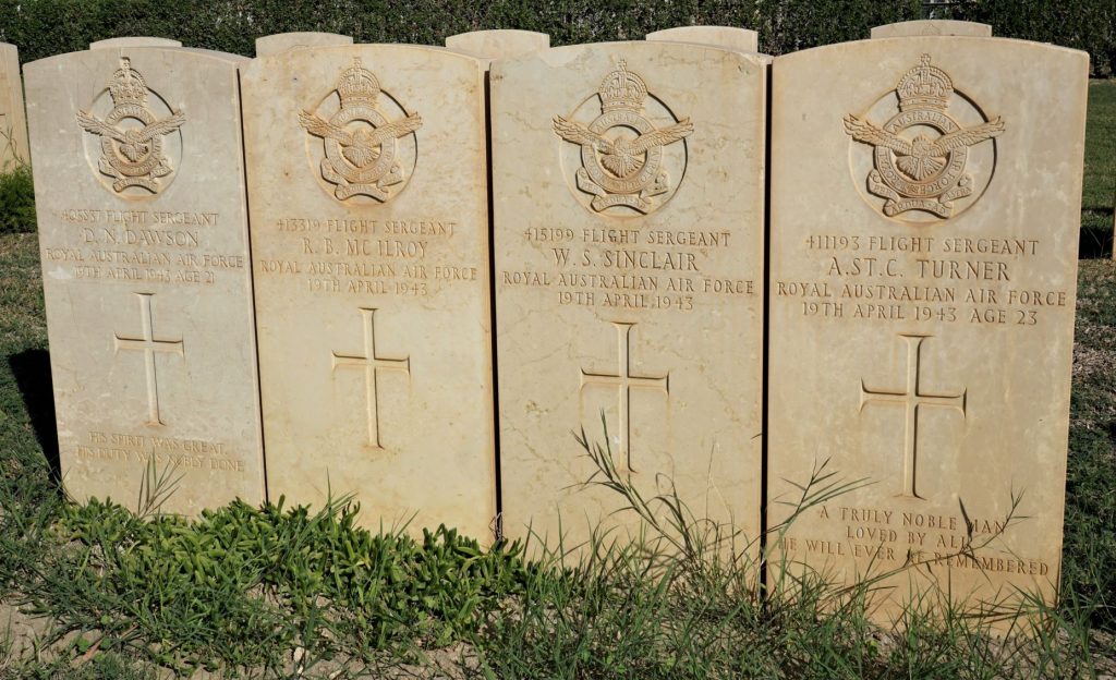 Australian headstones Enfidaville  War Cemetery Tunisia